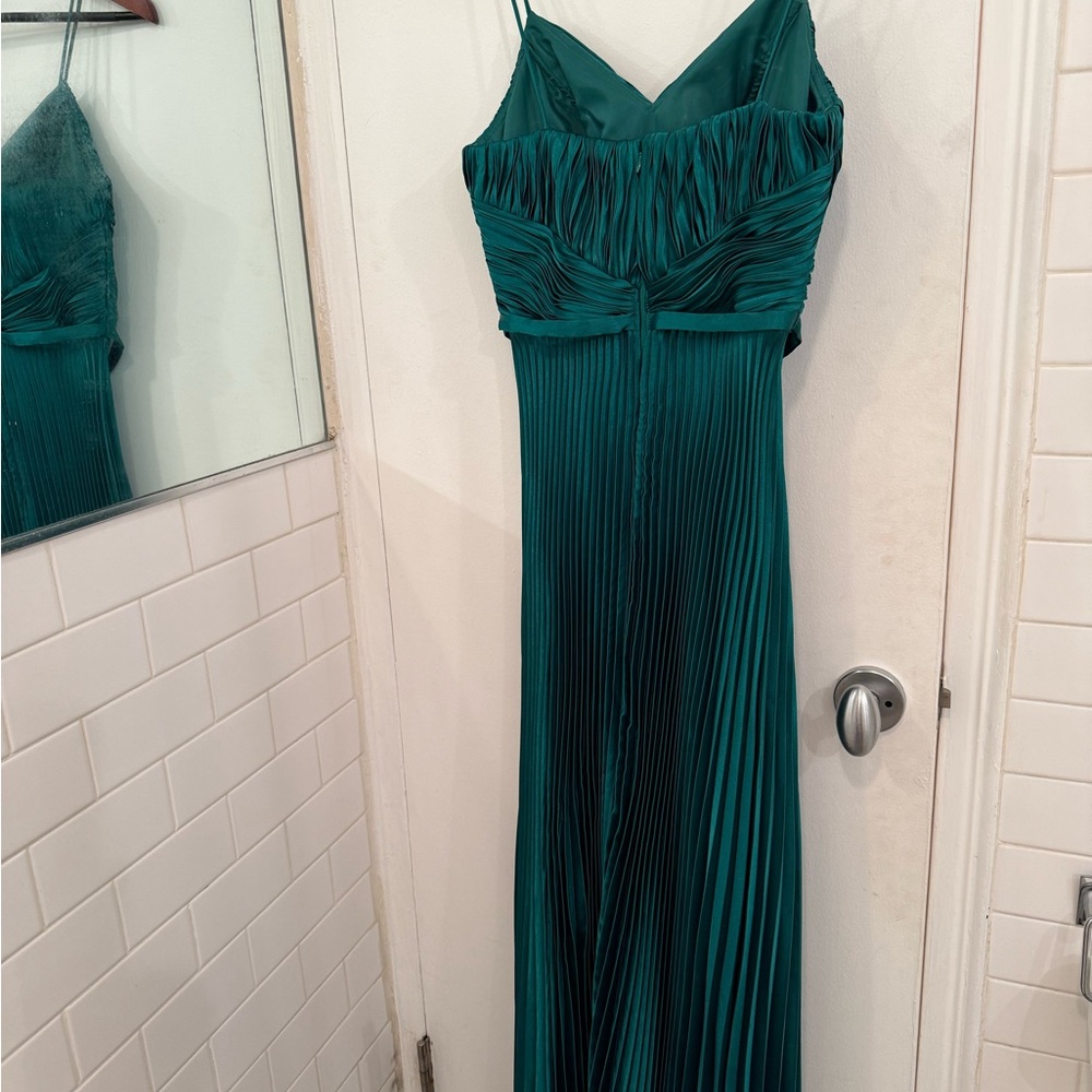 Betsy & Adam Teal Pleated Maxi Dress